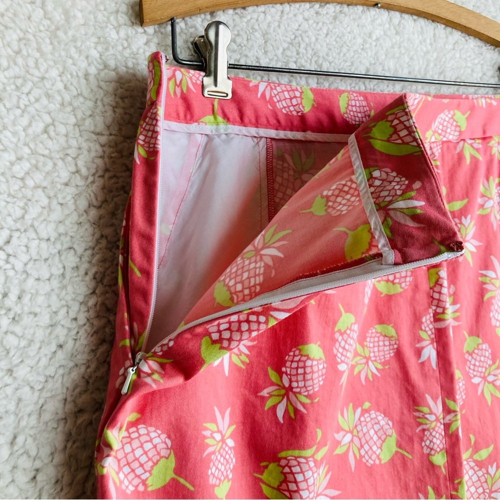 346 Brooks Brothers Stretch Women's pink pineapple print pencil skirt, Sz 16 - Picture 11 of 13